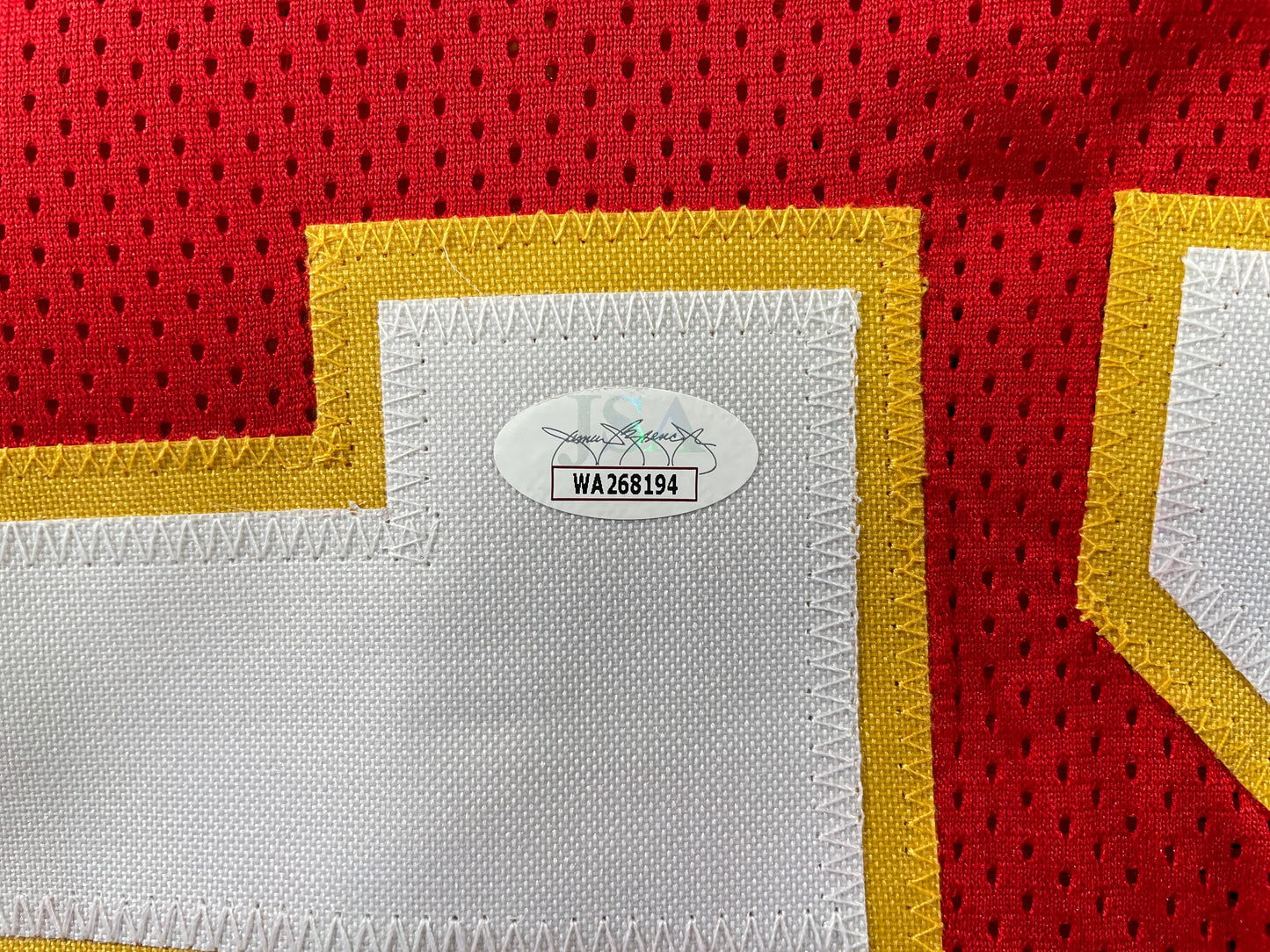 PAT PATRICK MAHOMES SR SIGNED JERSEY KC CHIEFS w/ Who'sYourDaddy Twins JSA COA