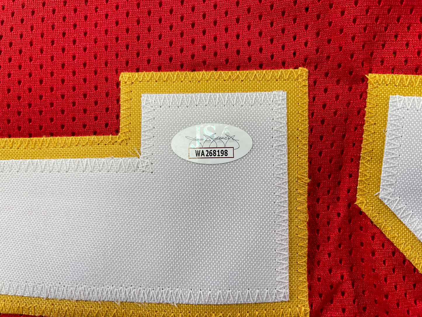 PAT PATRICK MAHOMES SR SIGNED JERSEY KC CHIEFS w/ Who'sYourDaddy Twins JSA COA