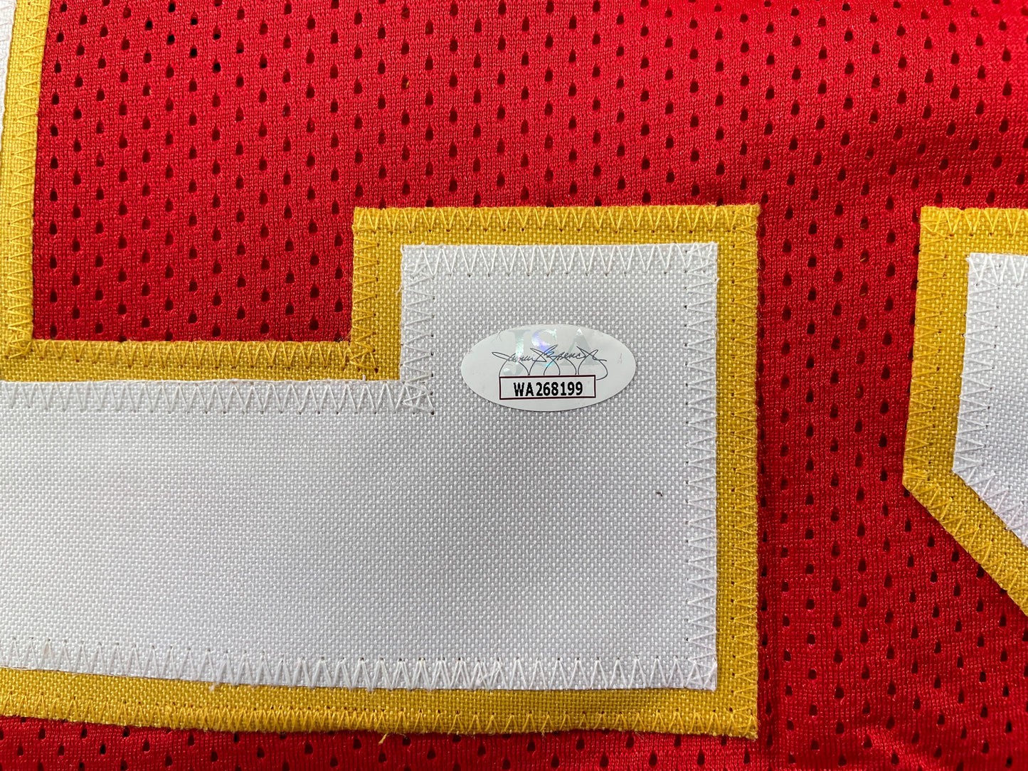 PAT PATRICK MAHOMES SR SIGNED JERSEY KC CHIEFS w/ Who'sYourDaddy Twins JSA COA