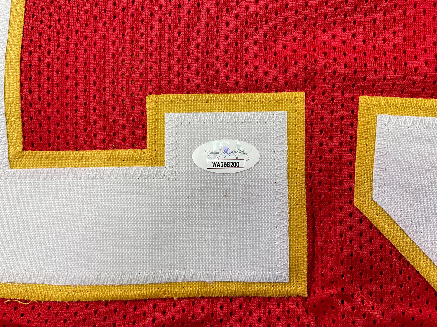 PAT PATRICK MAHOMES SR SIGNED JERSEY KC CHIEFS w/ Who'sYourDaddy Twins JSA COA