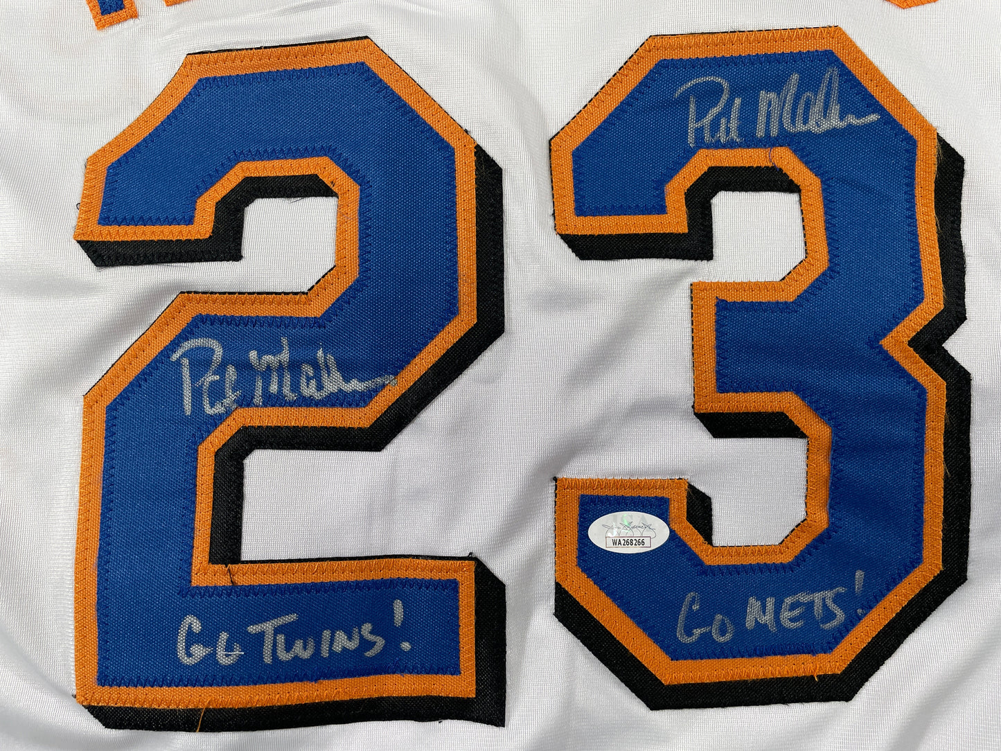 PAT MAHOMES SR. NEW YORK METS DUAL SIGNED JERSEY XL Chiefs JSA COA
