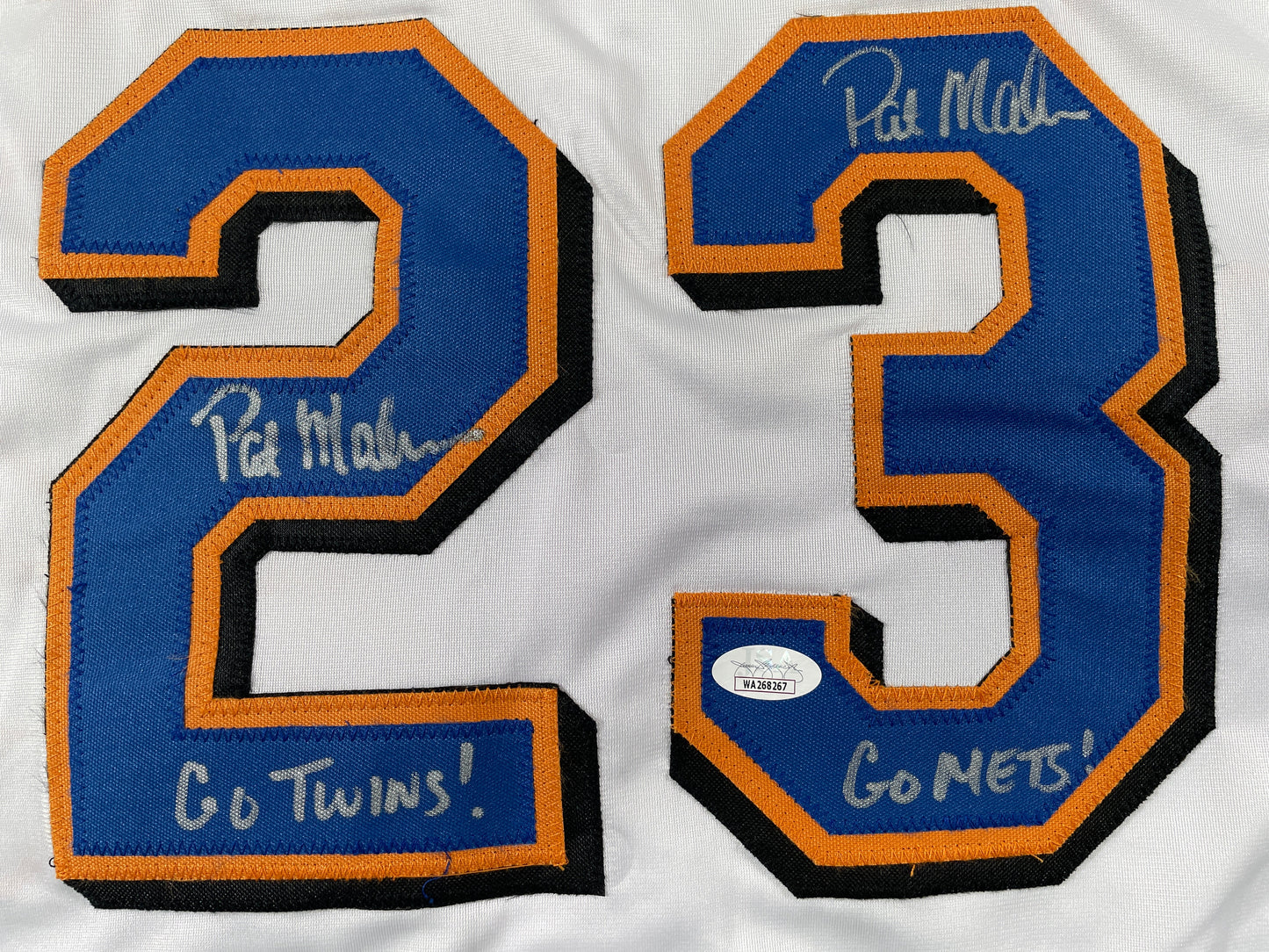 PAT MAHOMES SR. NEW YORK METS DUAL SIGNED JERSEY XL Chiefs JSA COA