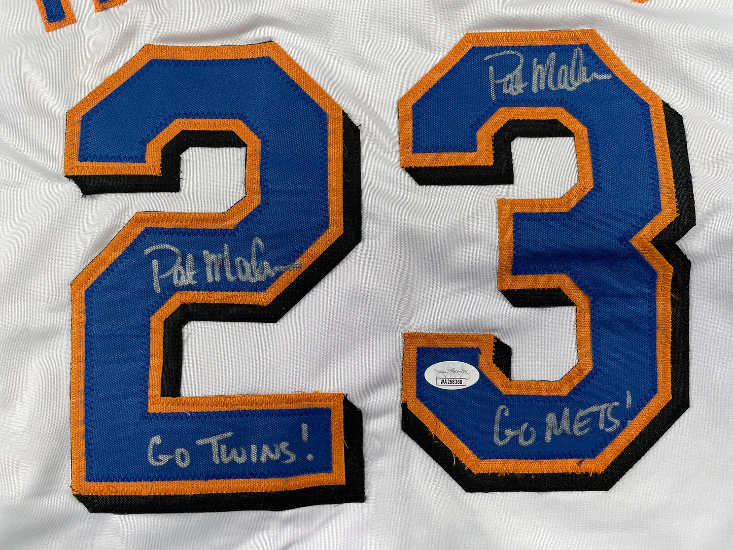 PAT MAHOMES SR. NEW YORK METS DUAL SIGNED JERSEY XL Chiefs JSA COA