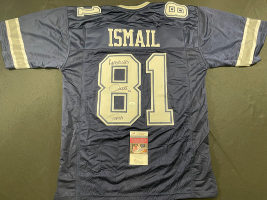 RAGHIB ROCKET ISMAIL DALLAS COWBOYS SIGNED ROAD JERSEY w/AMERICAS TEAM JSA