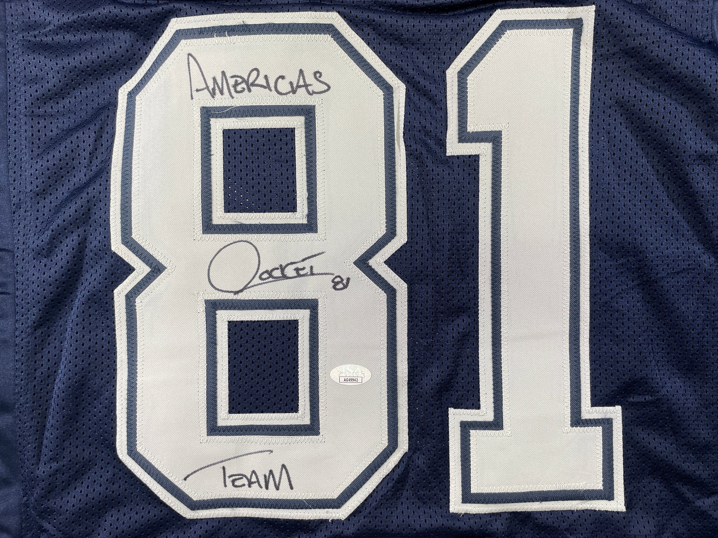 RAGHIB ROCKET ISMAIL DALLAS COWBOYS SIGNED ROAD JERSEY w/AMERICAS TEAM JSA