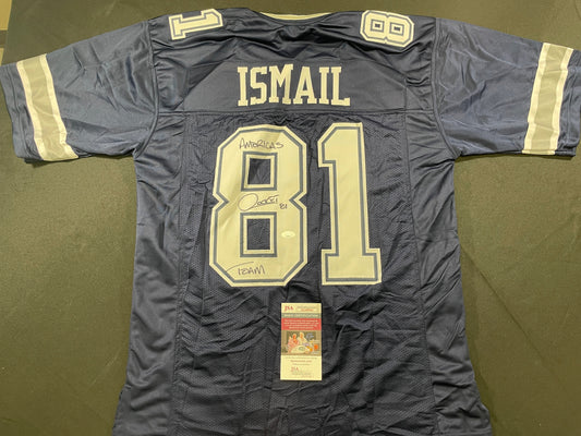 RAGHIB ROCKET ISMAIL DALLAS COWBOYS SIGNED ROAD JERSEY w/AMERICAS TEAM JSA
