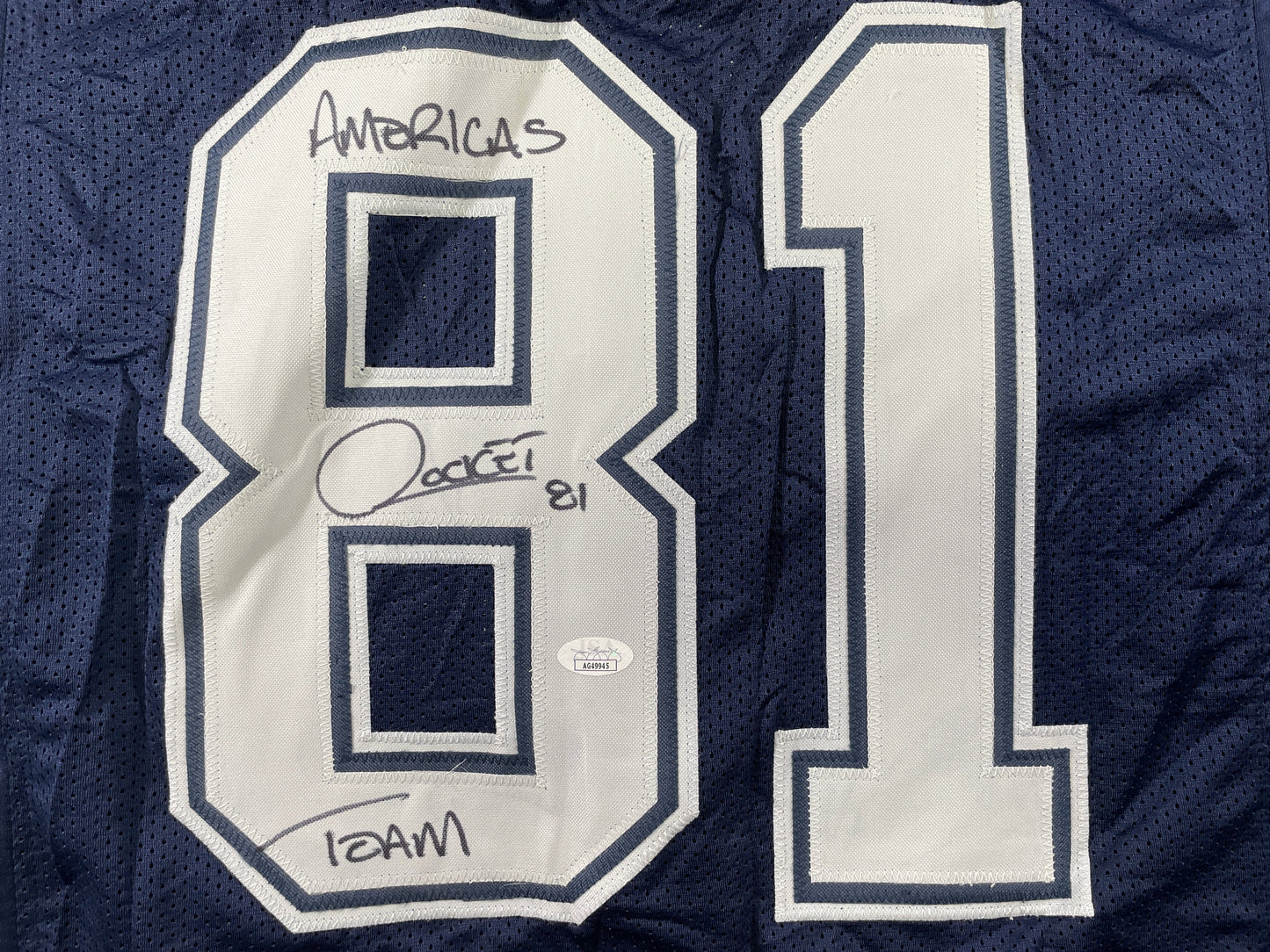 RAGHIB ROCKET ISMAIL DALLAS COWBOYS SIGNED ROAD JERSEY w/AMERICAS TEAM JSA