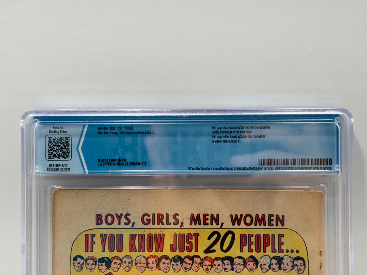 Tales To Astonish #59 CBCS 3.5 MARVEL COMICS 1964 1st Appearance of Hulk in Title