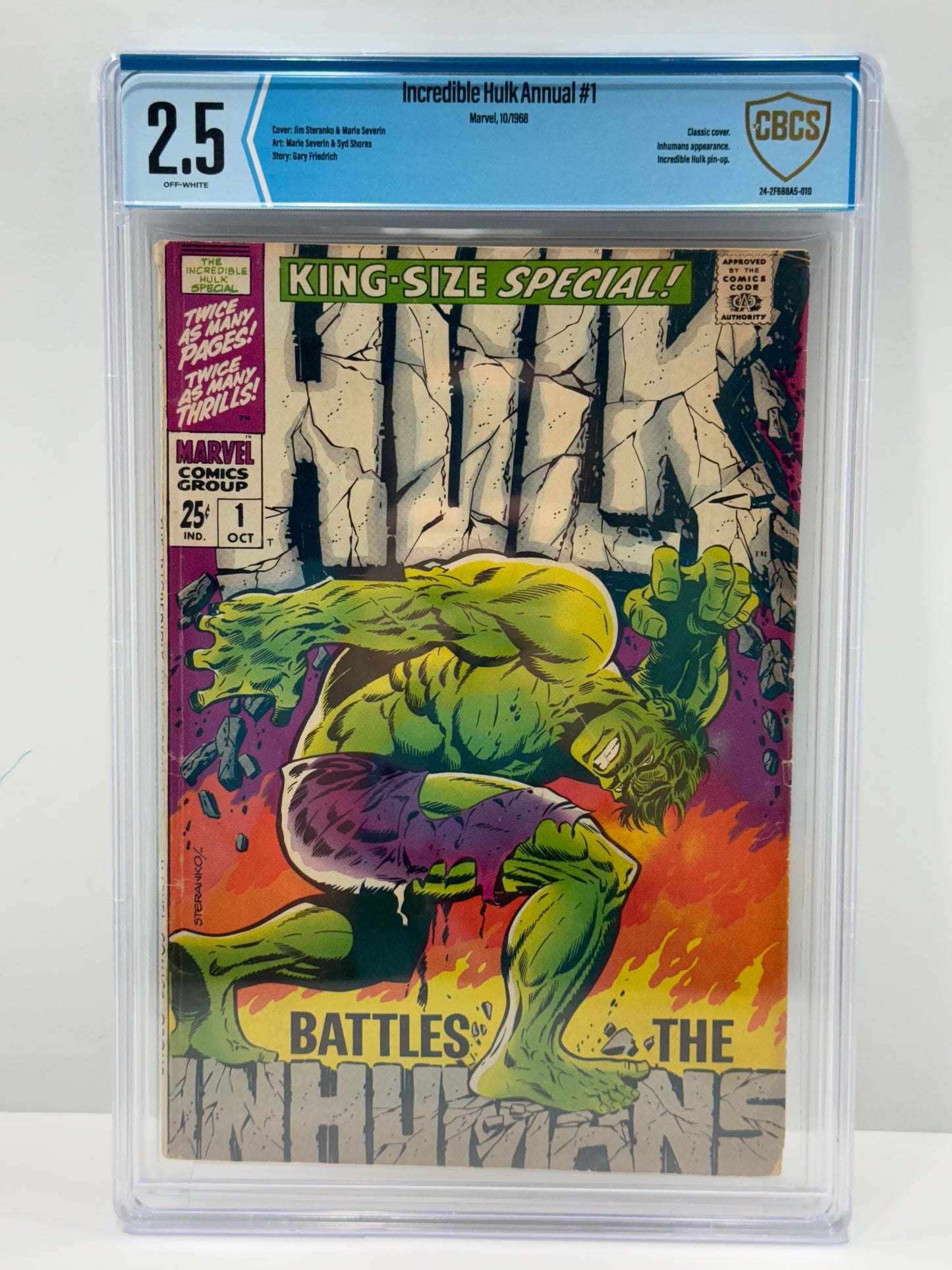 Incredible Hulk Annual #1 vs INHUMANS 1968 classic STERANKO League Evil CBCS 2.5