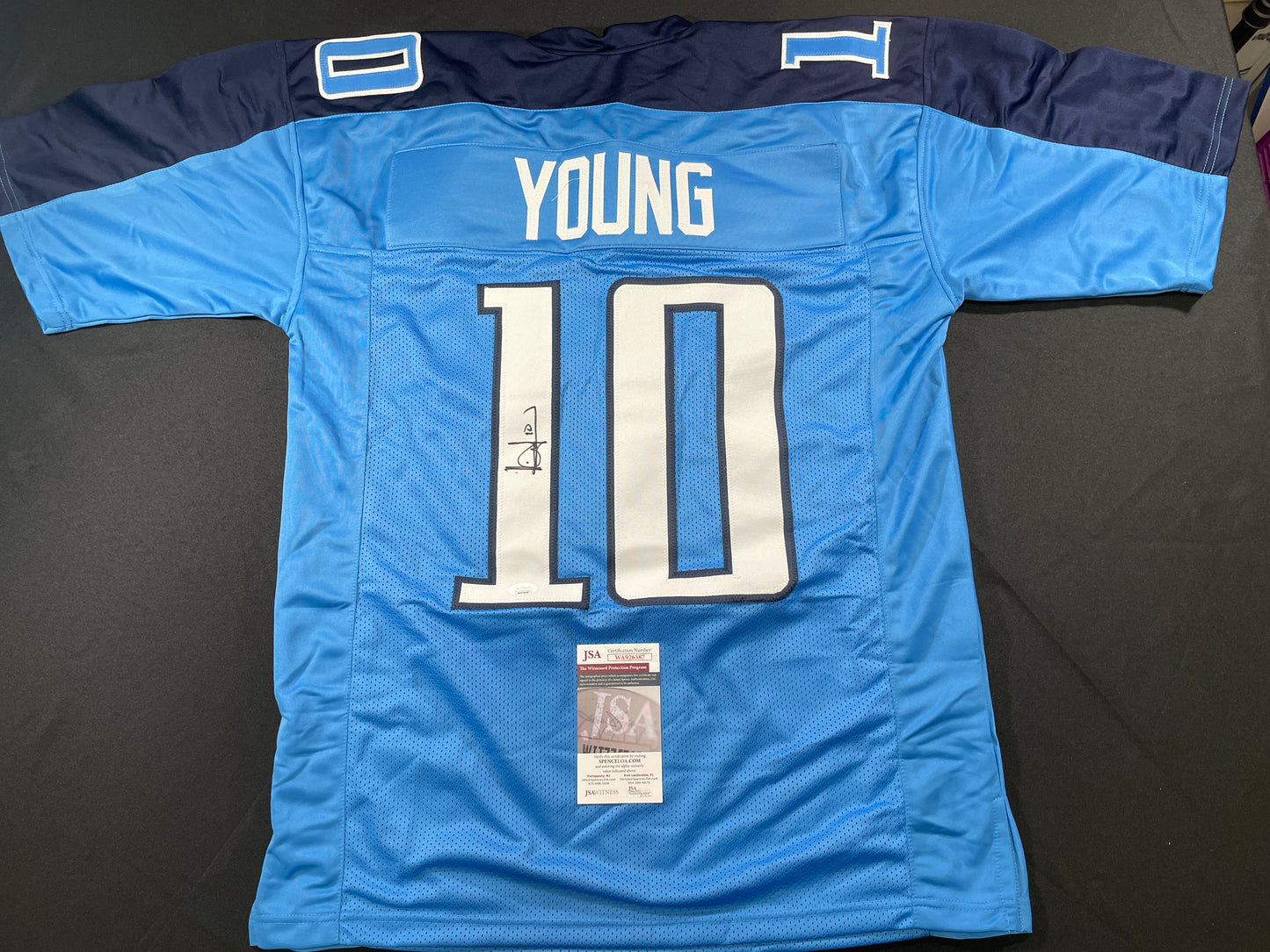 VINCE YOUNG TENNESSEE TITANS SIGNED JERSEY LONGHORNS JSA COA