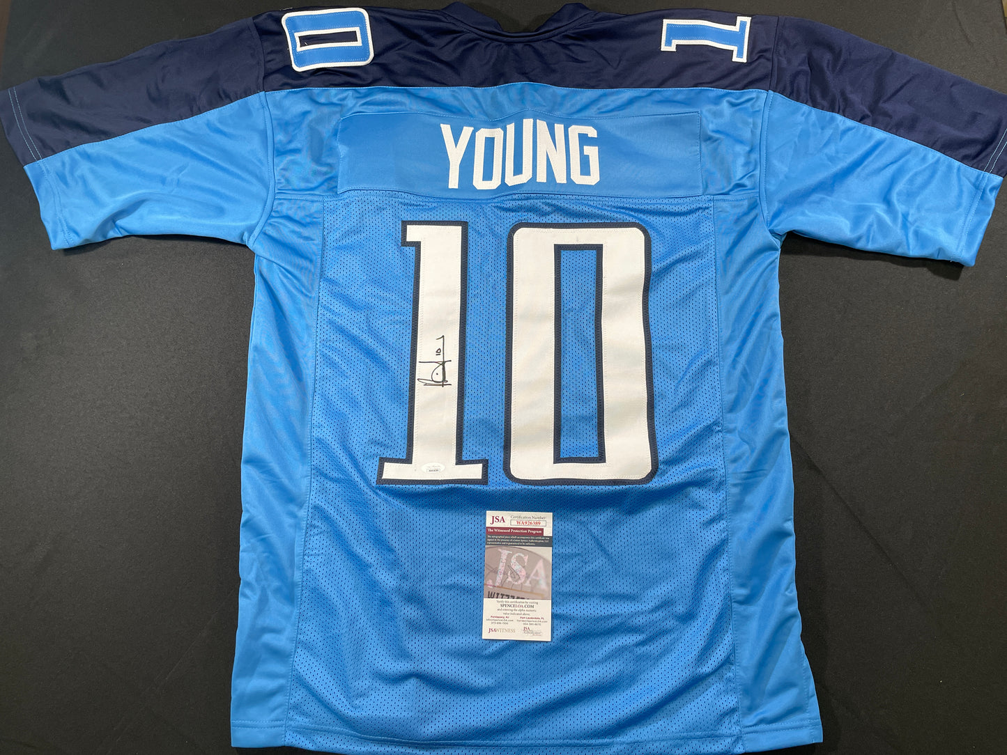 VINCE YOUNG TENNESSEE TITANS SIGNED JERSEY LONGHORNS JSA COA