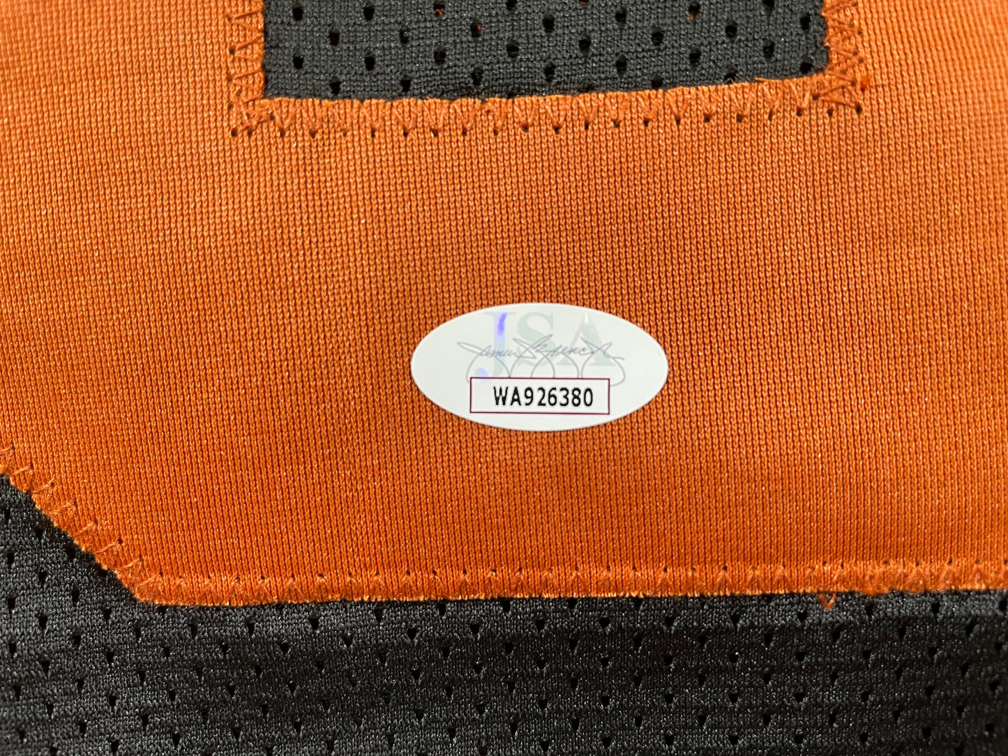 VINCE YOUNG BLACK TEXAS LONGHORNS SIGNED STAT JERSEY JSA COA