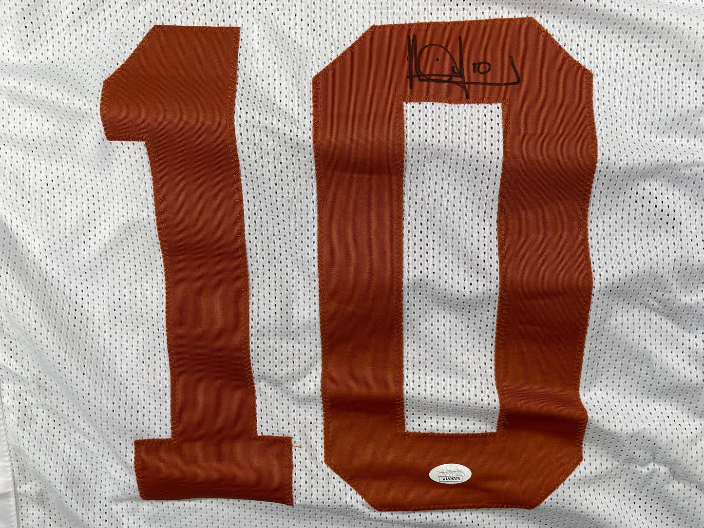 VINCE YOUNG WHITE TEXAS LONGHORNS SIGNED STAT JERSEY JSA COA