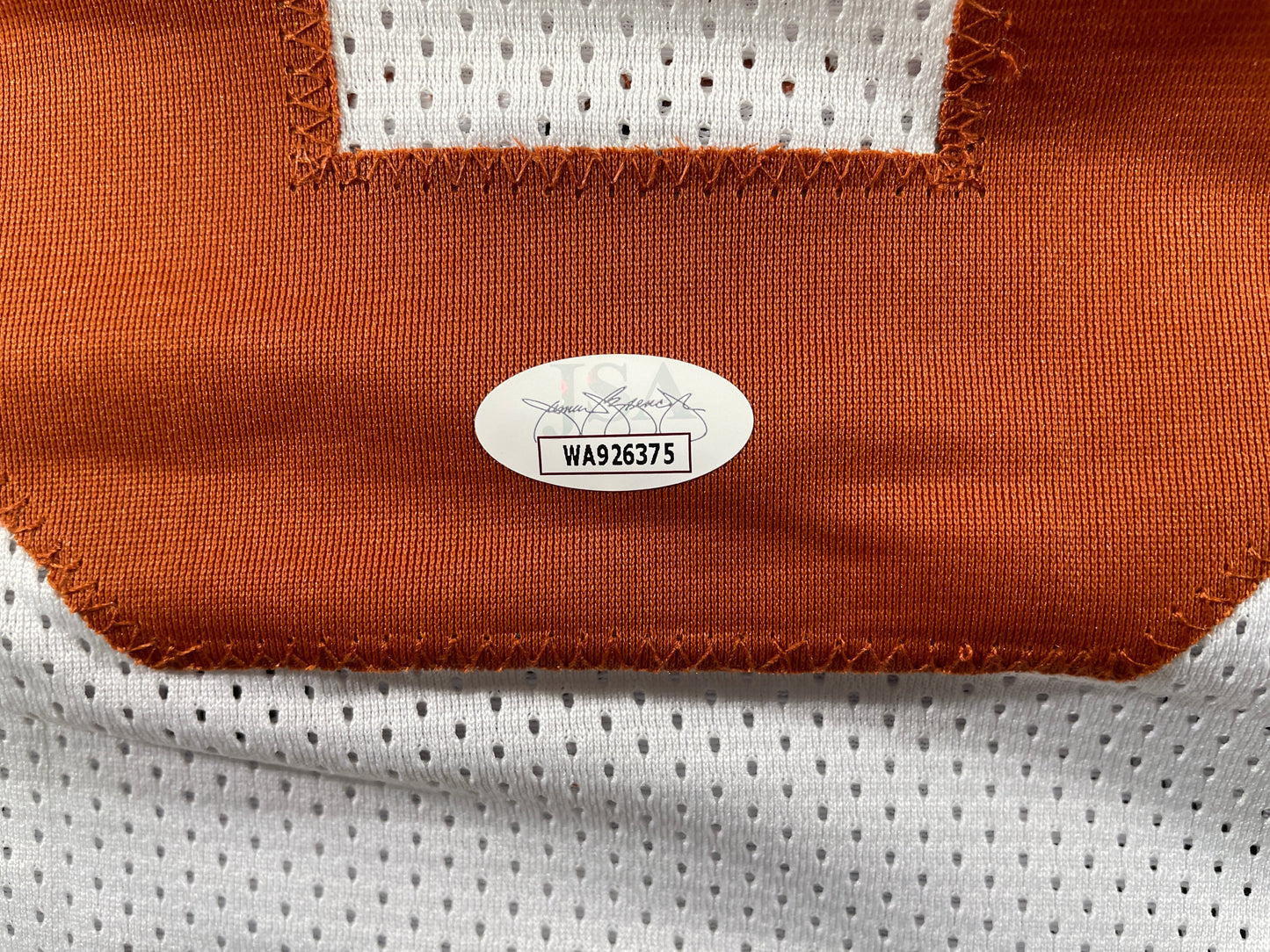 VINCE YOUNG WHITE TEXAS LONGHORNS SIGNED STAT JERSEY JSA COA