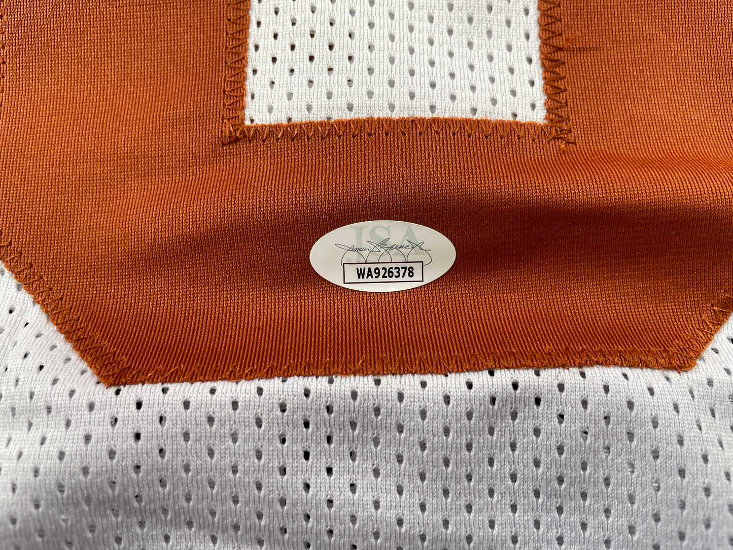 VINCE YOUNG WHITE TEXAS LONGHORNS SIGNED STAT JERSEY JSA COA