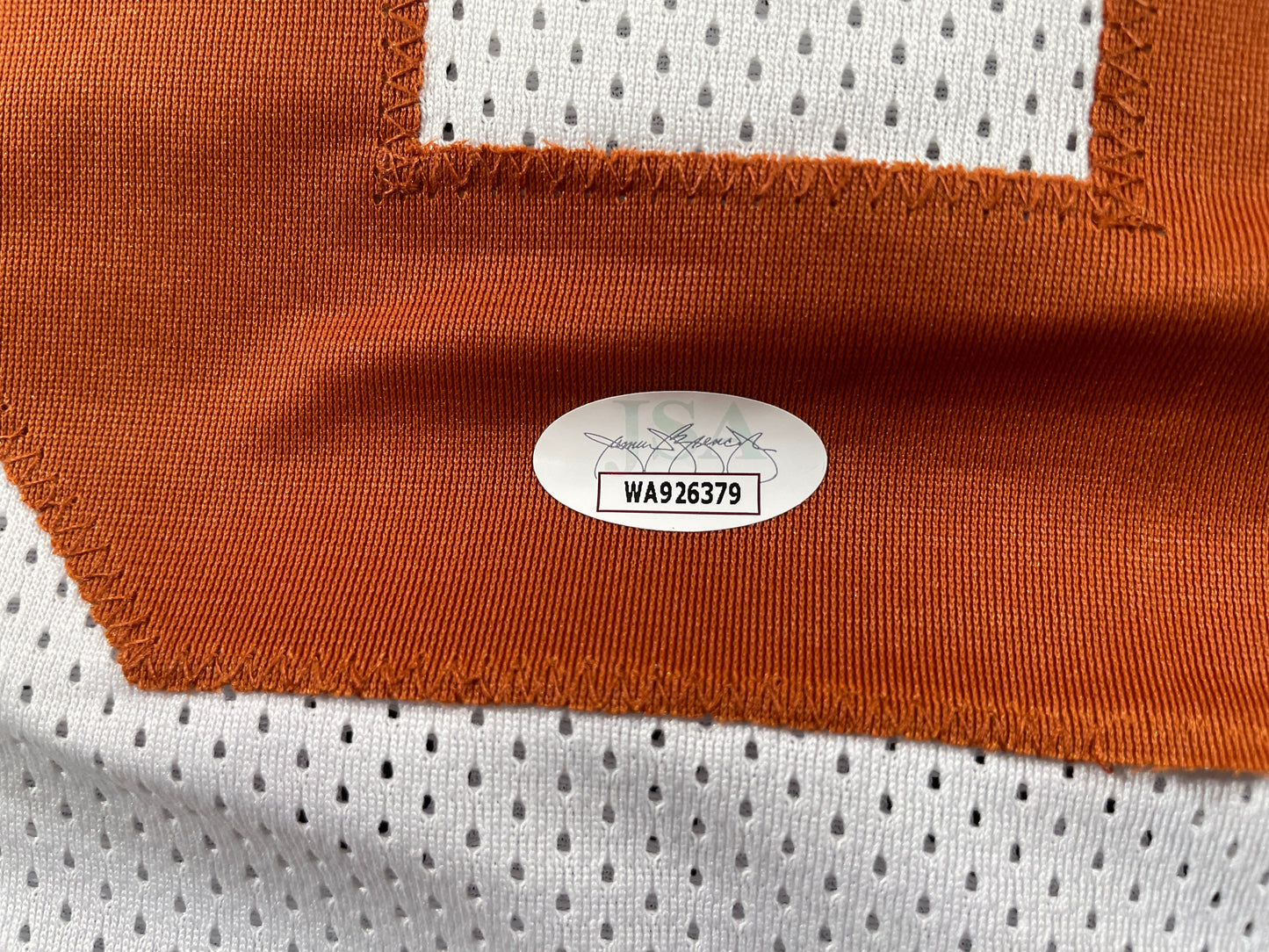 VINCE YOUNG WHITE TEXAS LONGHORNS SIGNED STAT JERSEY JSA COA