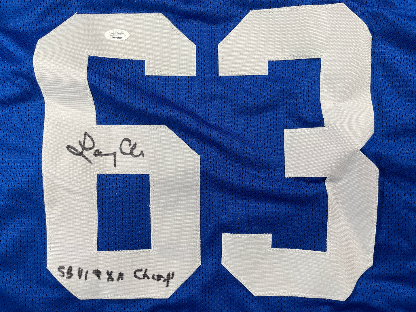 LARRY COLE DALLAS COWBOYS SIGNED BLUE JERSEY w/SB VI & XII Champs XL JSA COA