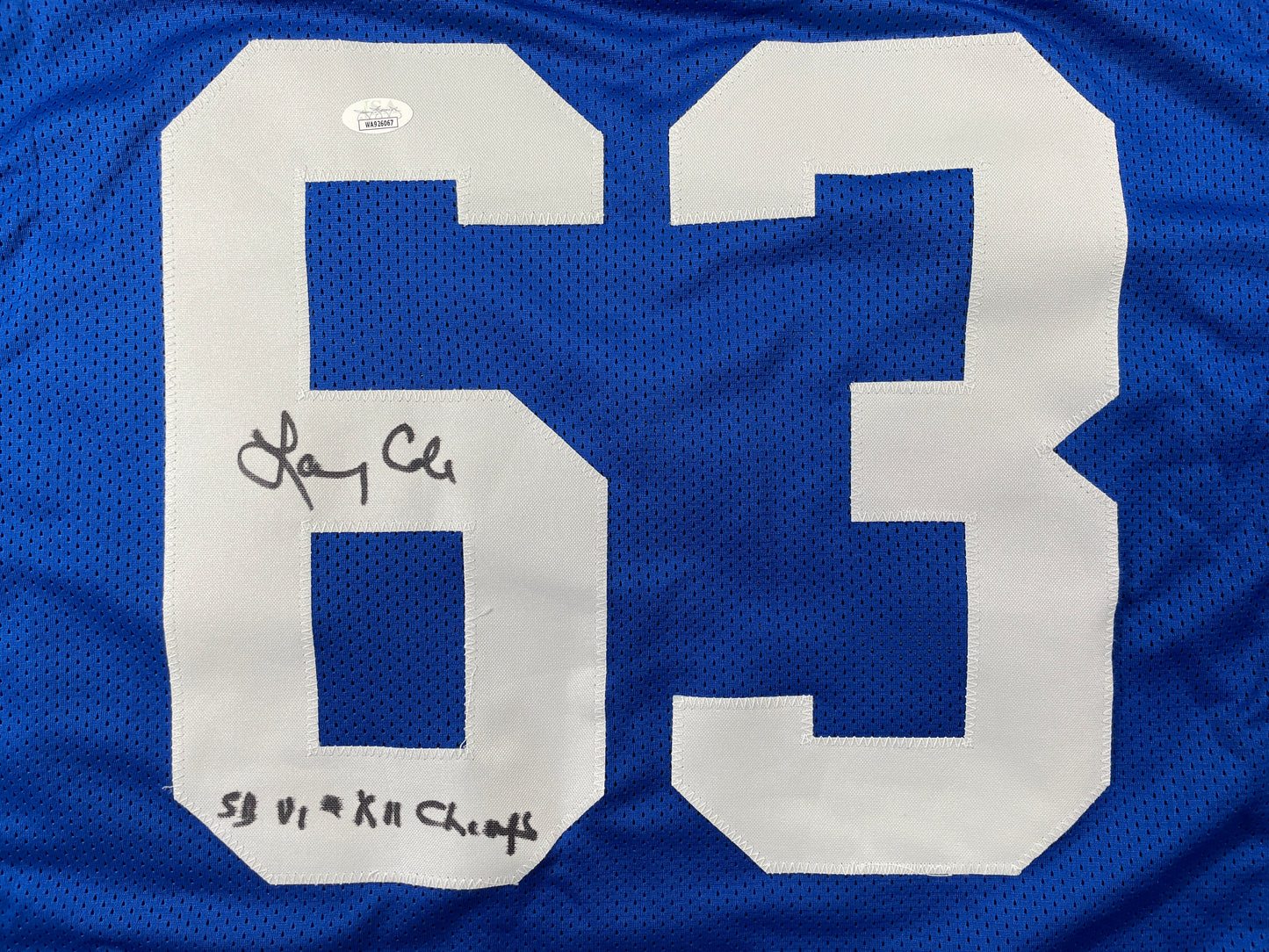 LARRY COLE DALLAS COWBOYS SIGNED BLUE JERSEY w/SB VI & XII Champs XL JSA COA