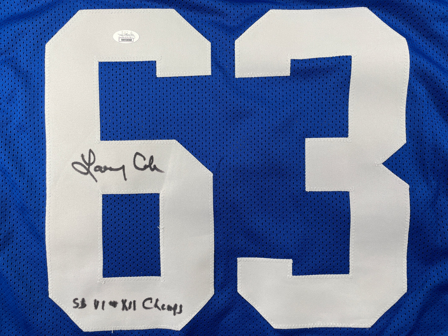 LARRY COLE DALLAS COWBOYS SIGNED BLUE JERSEY w/SB VI & XII Champs XL JSA COA