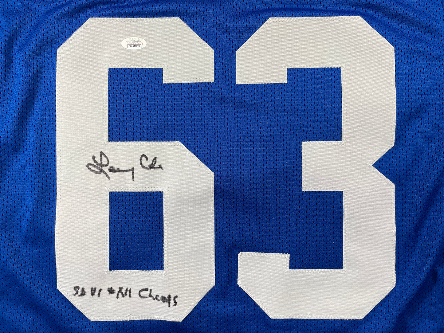 LARRY COLE DALLAS COWBOYS SIGNED BLUE JERSEY w/SB VI & XII Champs XL JSA COA