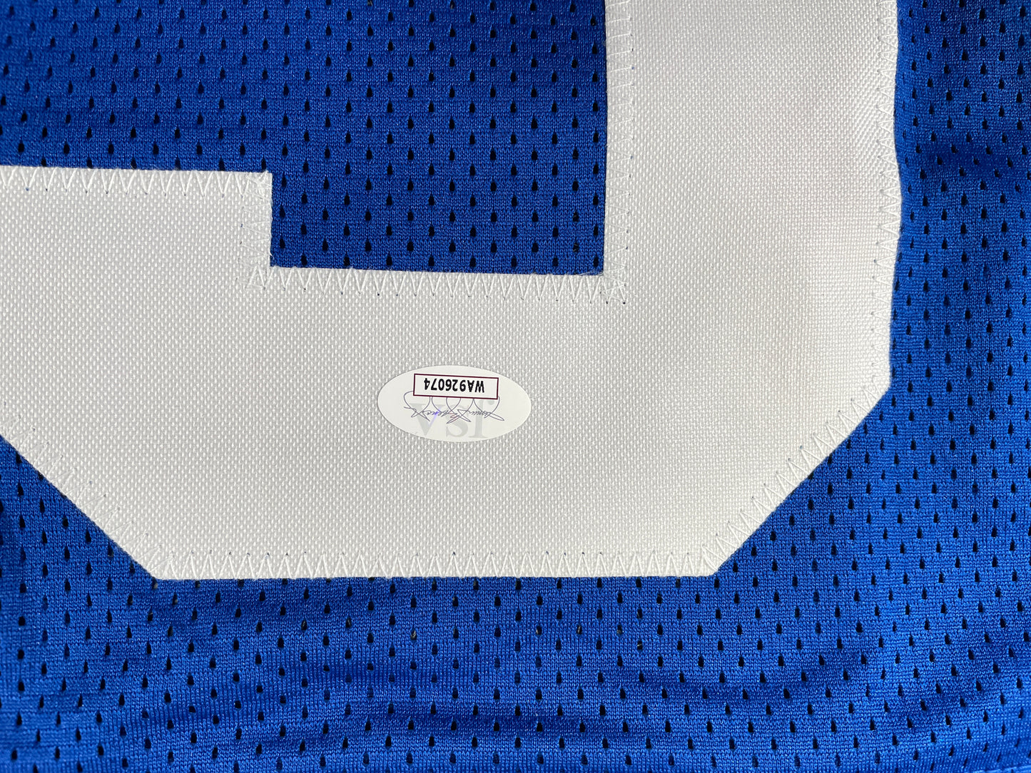 LARRY COLE DALLAS COWBOYS SIGNED BLUE JERSEY w/SB VI & XII Champs XL JSA COA