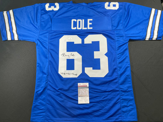 LARRY COLE DALLAS COWBOYS SIGNED BLUE JERSEY w/SB VI & XII Champs XL JSA COA