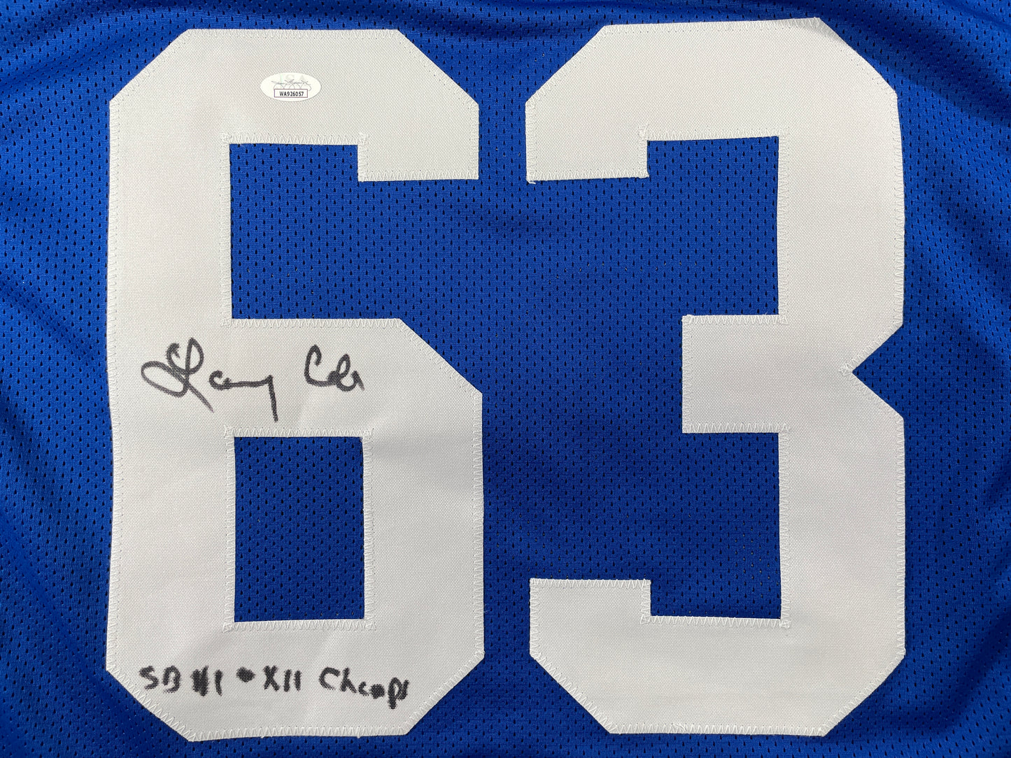 LARRY COLE DALLAS COWBOYS SIGNED BLUE JERSEY w/SB VI & XII Champs XL JSA COA