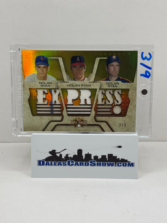 2008 Triple Threads #TTRC-88 Nolan Ryan Triple Game Used Relic Combo  Express  /9