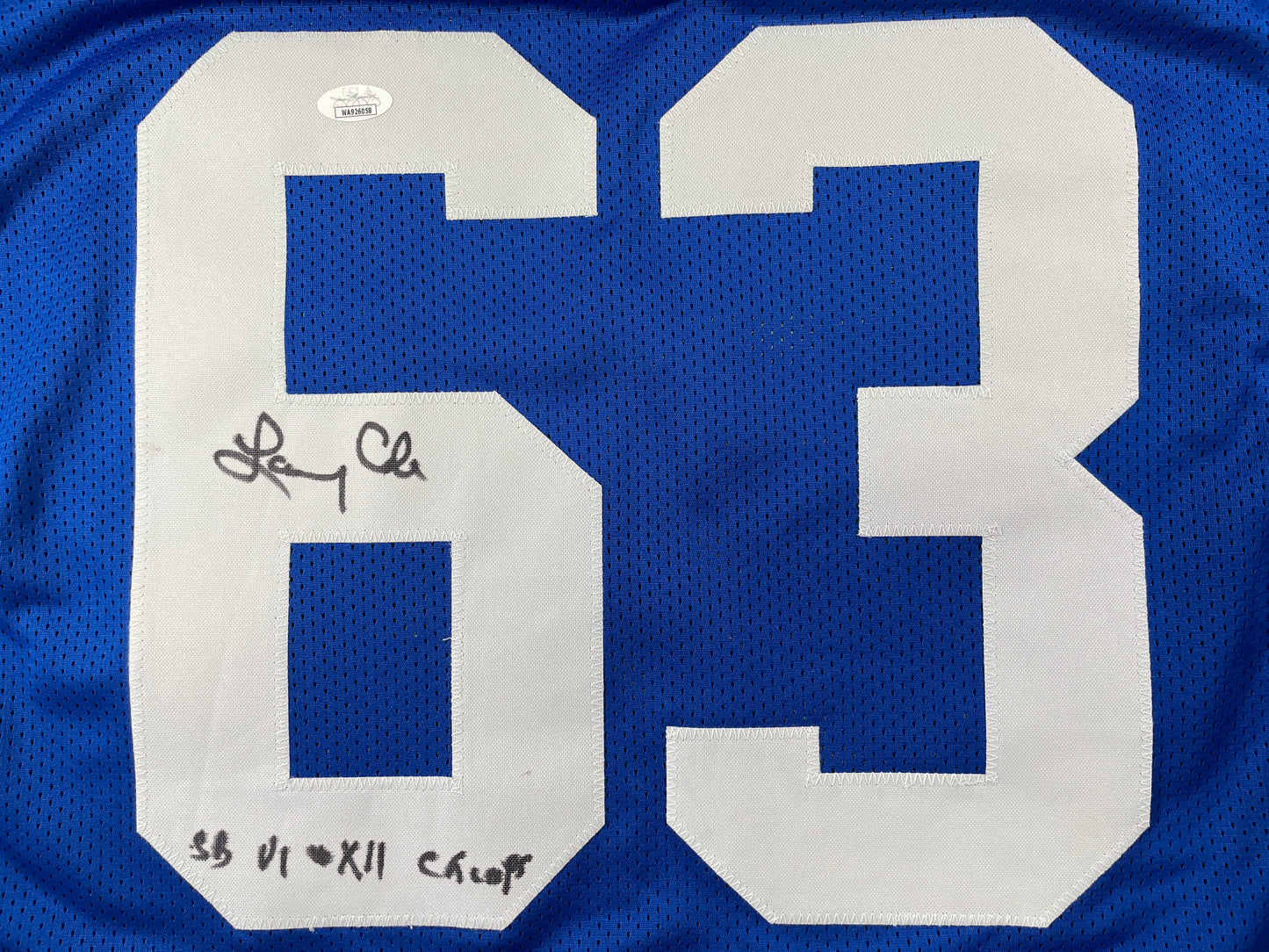 LARRY COLE DALLAS COWBOYS SIGNED BLUE JERSEY w/SB VI & XII Champs XL JSA COA