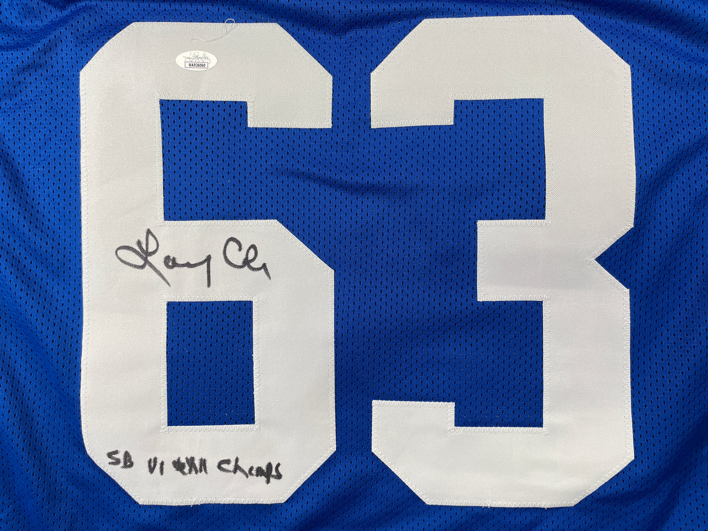 LARRY COLE DALLAS COWBOYS SIGNED BLUE JERSEY w/SB VI & XII Champs XL JSA COA