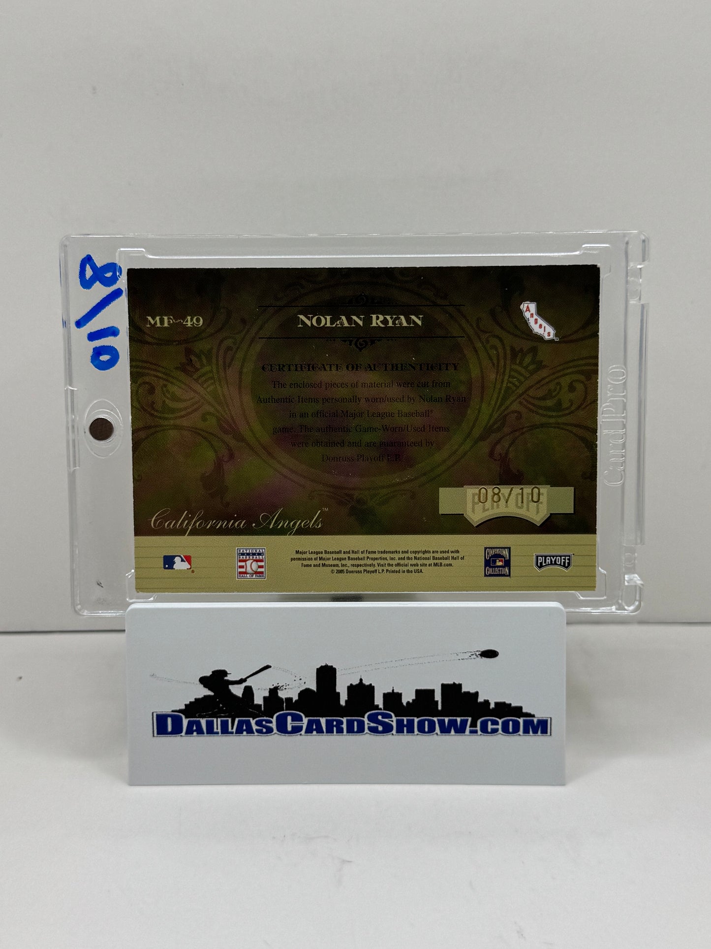 2005 Playoff Absolute Memorabilia #MF-49 Nolan Ryan Marks of Fame Autograph Relic /10