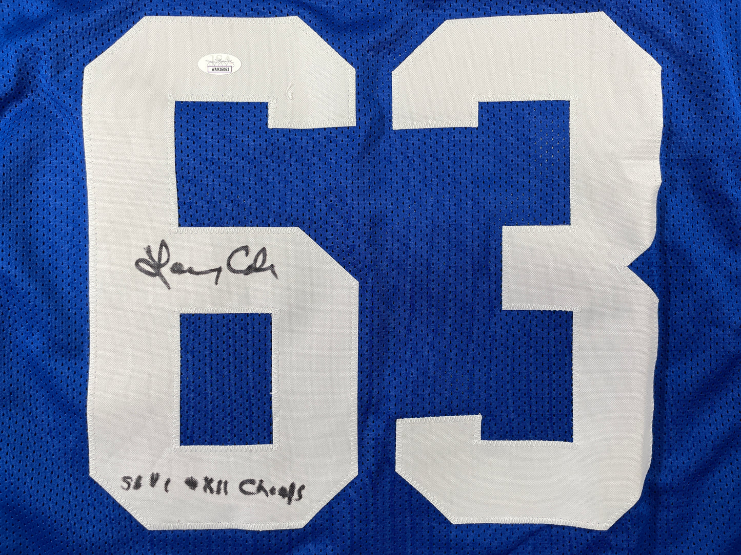LARRY COLE DALLAS COWBOYS SIGNED BLUE JERSEY w/SB VI & XII Champs XL JSA COA