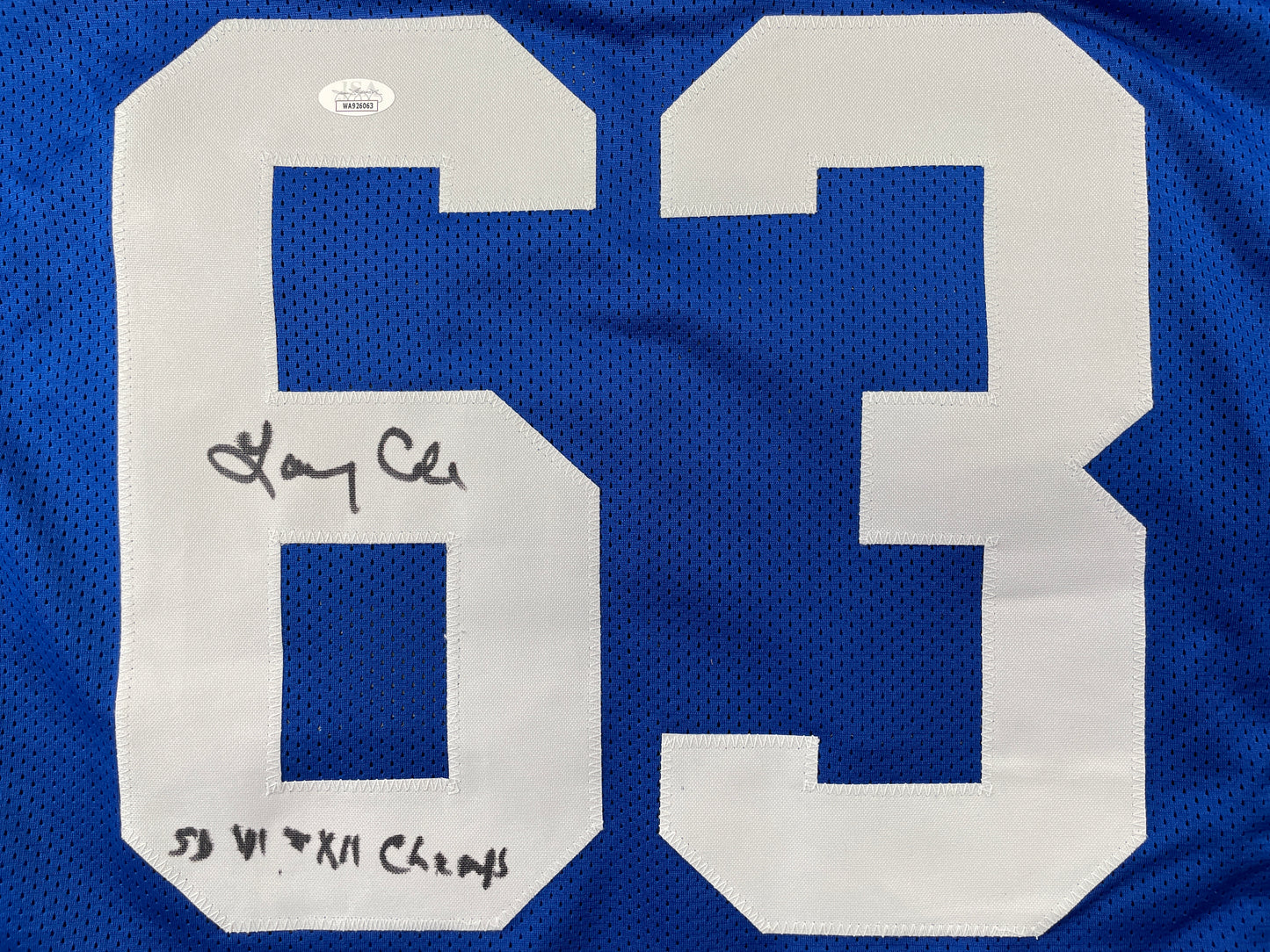 LARRY COLE DALLAS COWBOYS SIGNED BLUE JERSEY w/SB VI & XII Champs XL JSA COA