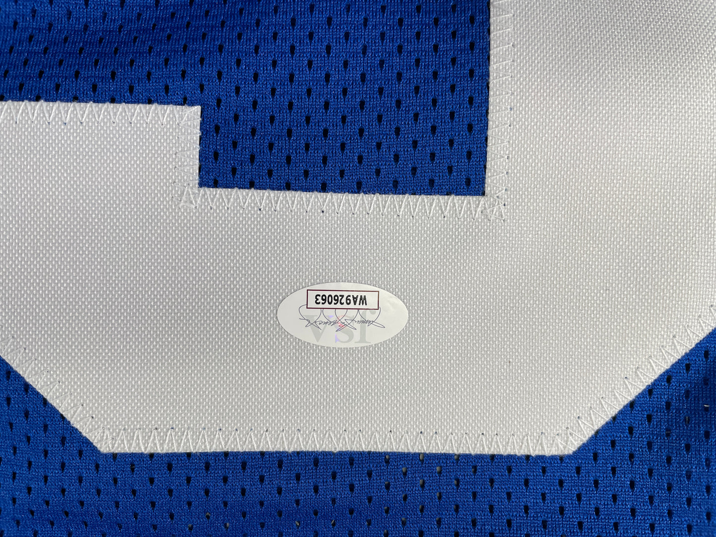 LARRY COLE DALLAS COWBOYS SIGNED BLUE JERSEY w/SB VI & XII Champs XL JSA COA