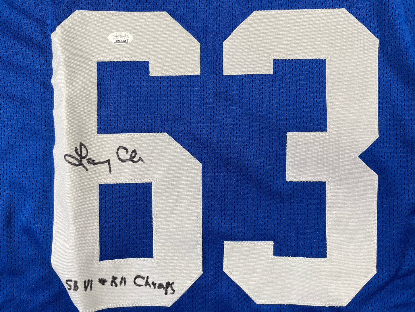 LARRY COLE DALLAS COWBOYS SIGNED BLUE JERSEY w/SB VI & XII Champs XL JSA COA
