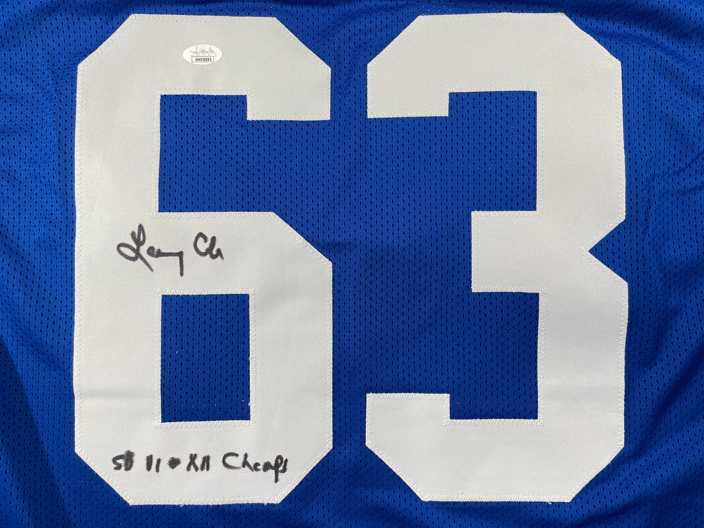 LARRY COLE DALLAS COWBOYS SIGNED BLUE JERSEY w/SB VI & XII Champs XL JSA COA