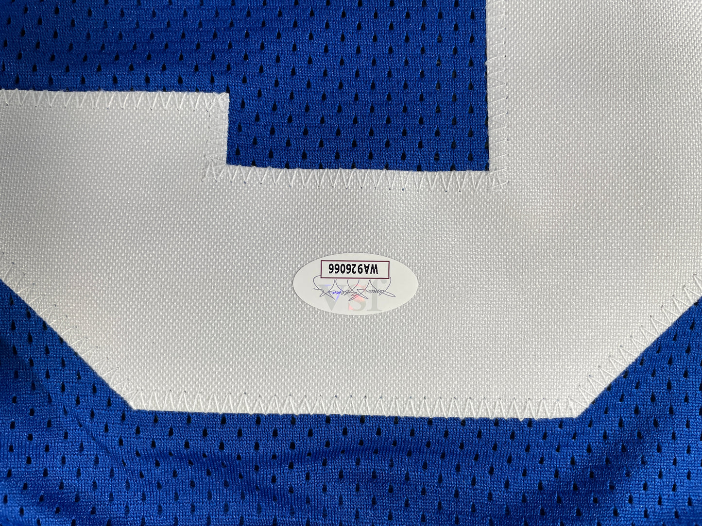 LARRY COLE DALLAS COWBOYS SIGNED BLUE JERSEY w/SB VI & XII Champs XL JSA COA