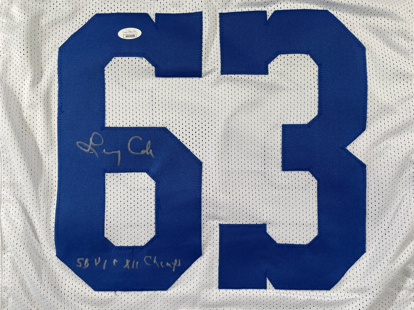 LARRY COLE DALLAS COWBOYS SIGNED WHITE JERSEY w/SB VI & XII Champs XL JSA COA