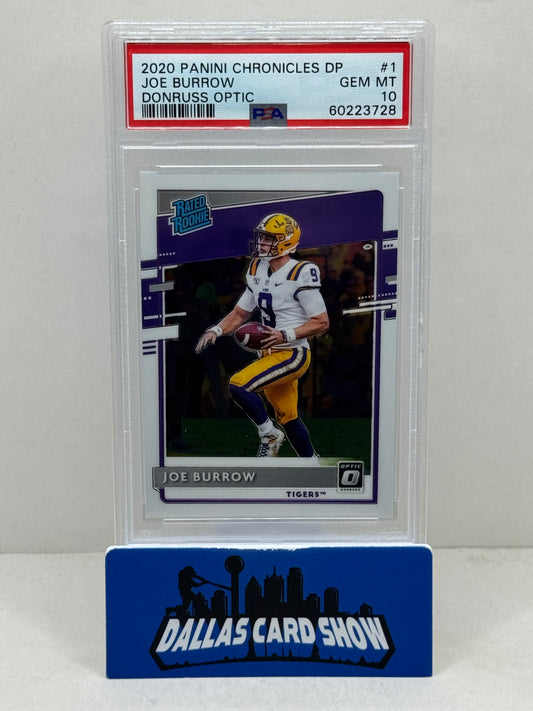 2020 Panini Chronicles Draft Picks Joe Burrow Optic Rated Rookie PSA 10