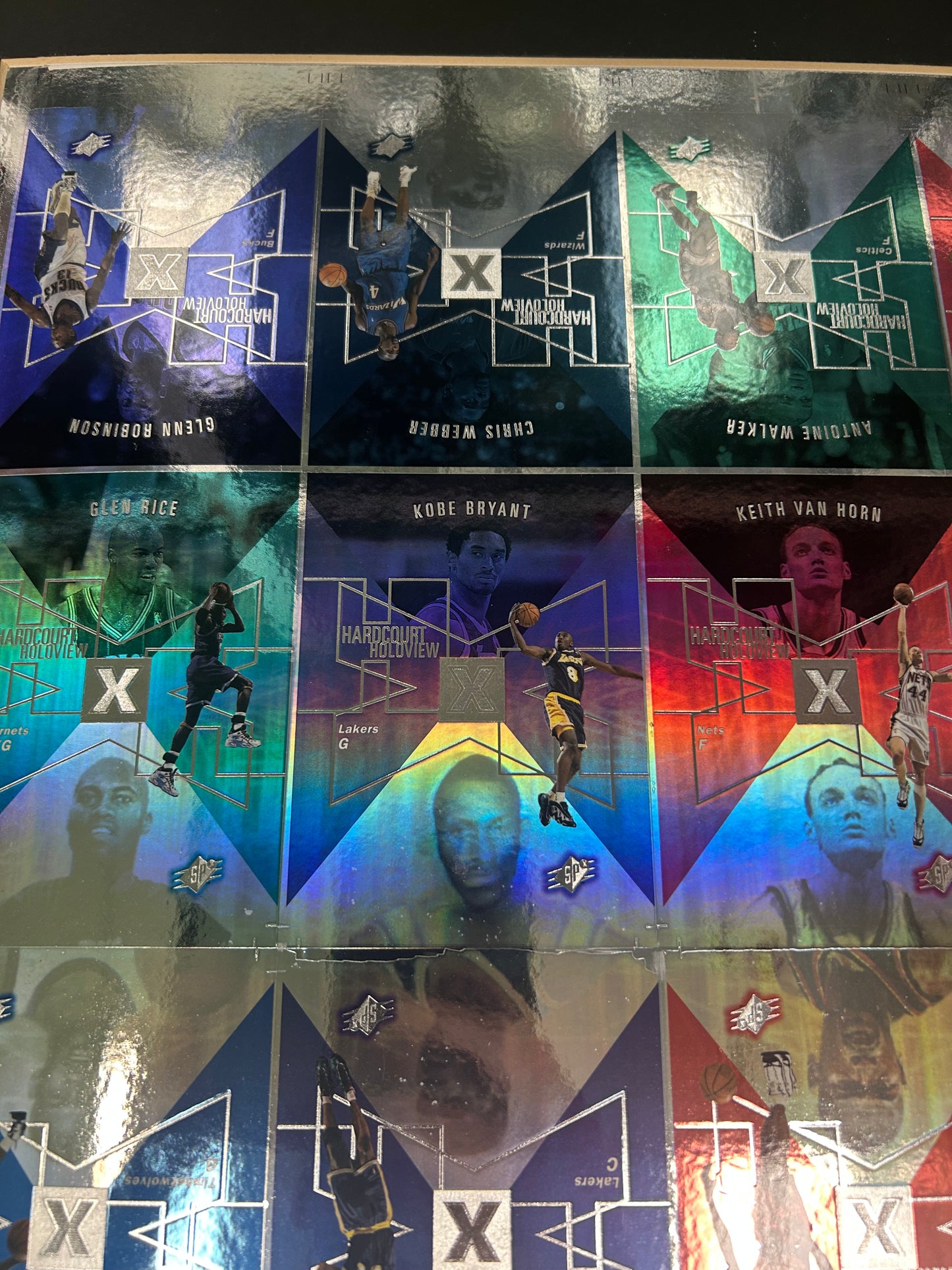 1997 Spx Hardcourt Holoview Uncut Sheet w/ Jordan Kobe Duncan Iverson