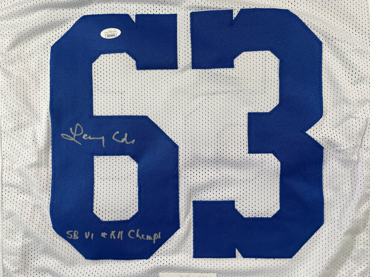 LARRY COLE DALLAS COWBOYS SIGNED WHITE JERSEY w/SB VI & XII Champs XL JSA COA