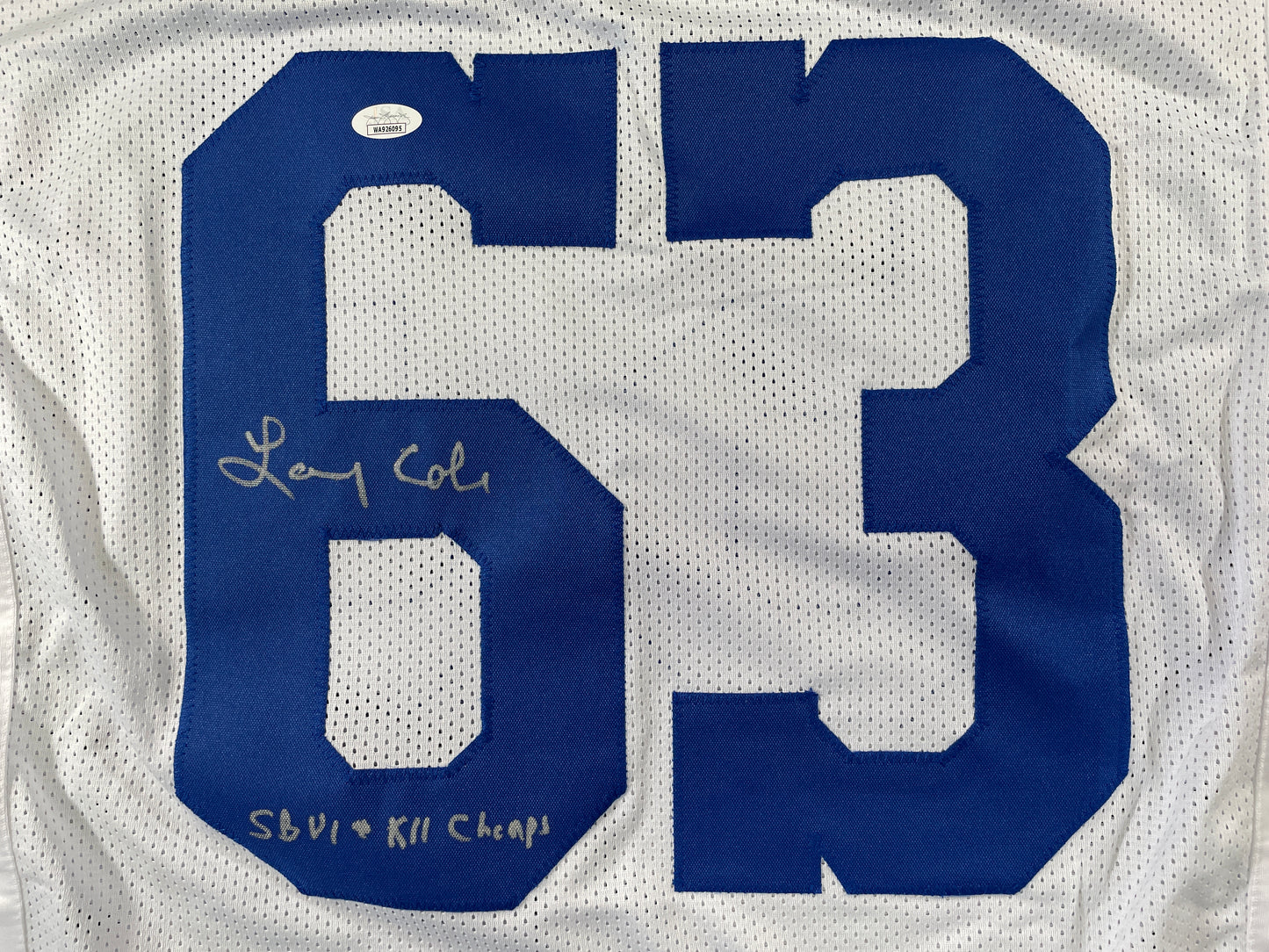LARRY COLE DALLAS COWBOYS SIGNED WHITE JERSEY w/SB VI & XII Champs XL JSA COA