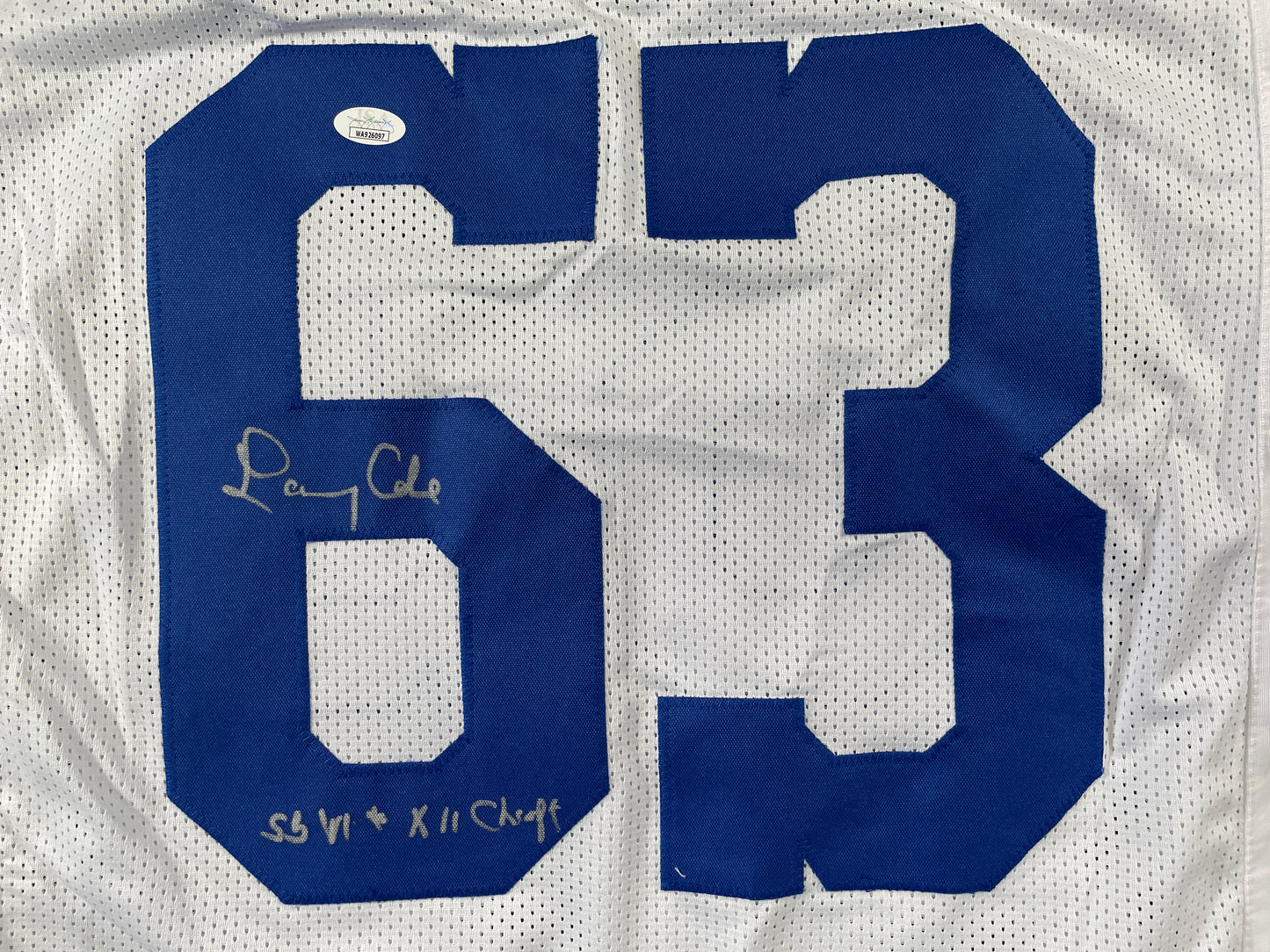 LARRY COLE DALLAS COWBOYS SIGNED WHITE JERSEY w/SB VI & XII Champs XL JSA COA