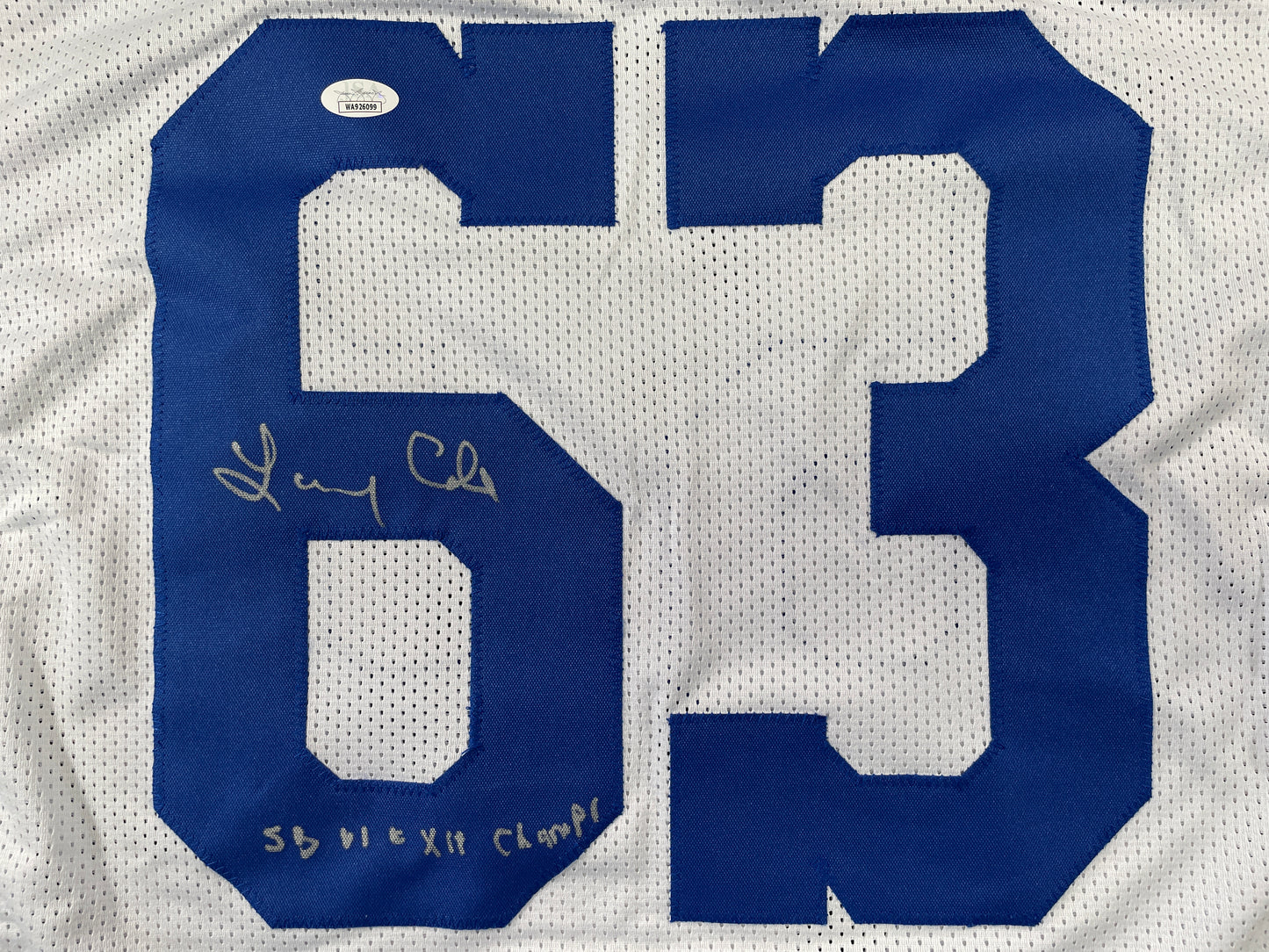LARRY COLE DALLAS COWBOYS SIGNED WHITE JERSEY w/SB VI & XII Champs XL JSA COA