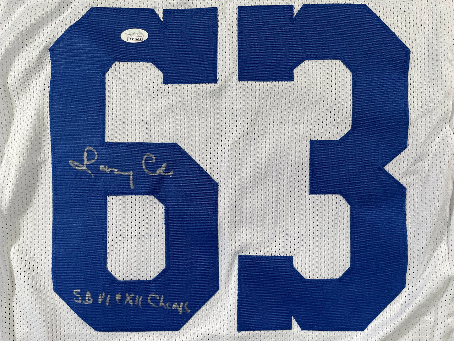 LARRY COLE DALLAS COWBOYS SIGNED WHITE JERSEY w/SB VI & XII Champs XL JSA COA