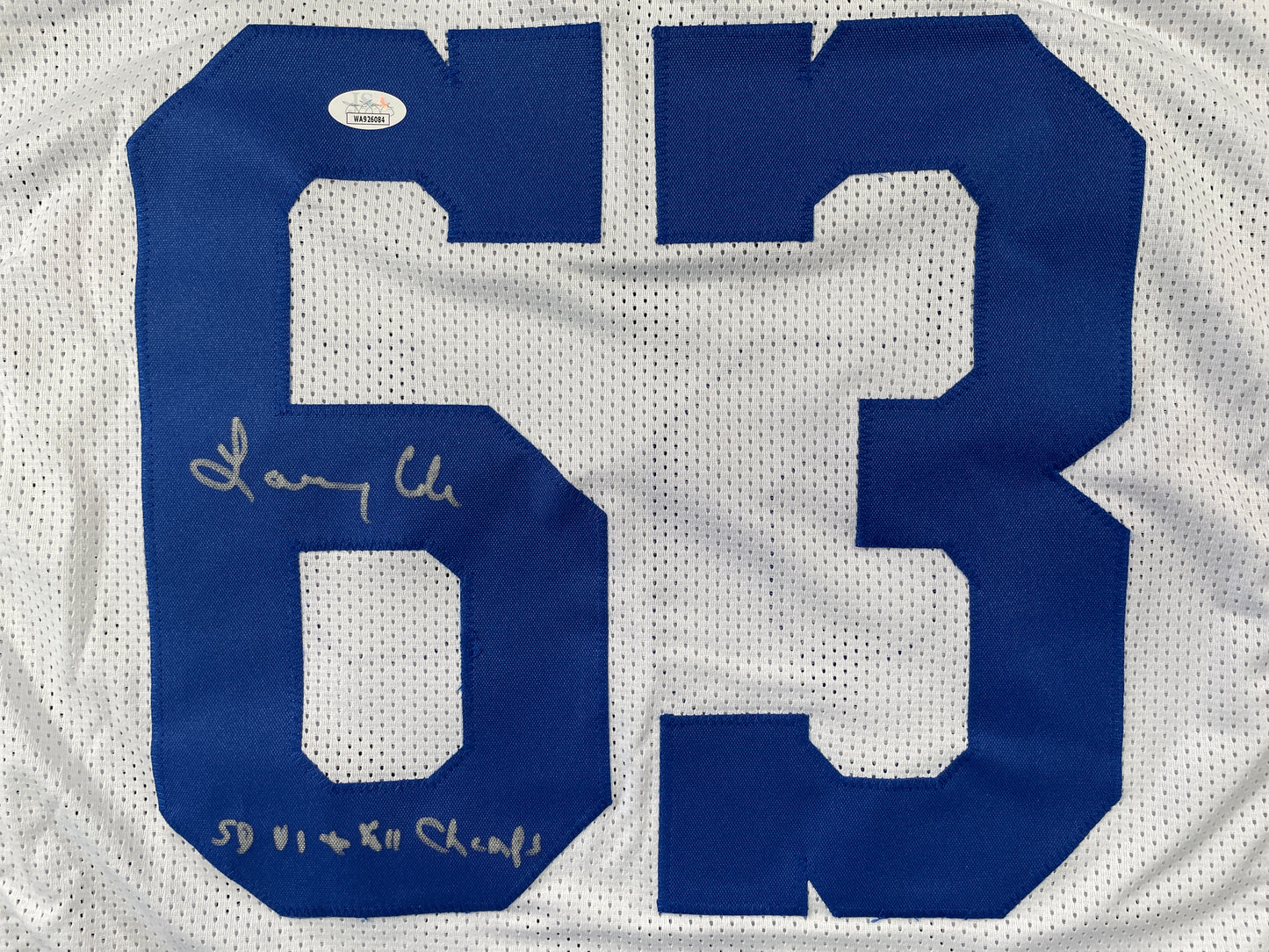 LARRY COLE DALLAS COWBOYS SIGNED WHITE JERSEY w/SB VI & XII Champs XL JSA COA