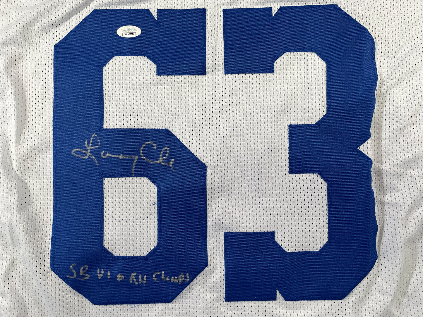 LARRY COLE DALLAS COWBOYS SIGNED WHITE JERSEY w/SB VI & XII Champs XL JSA COA