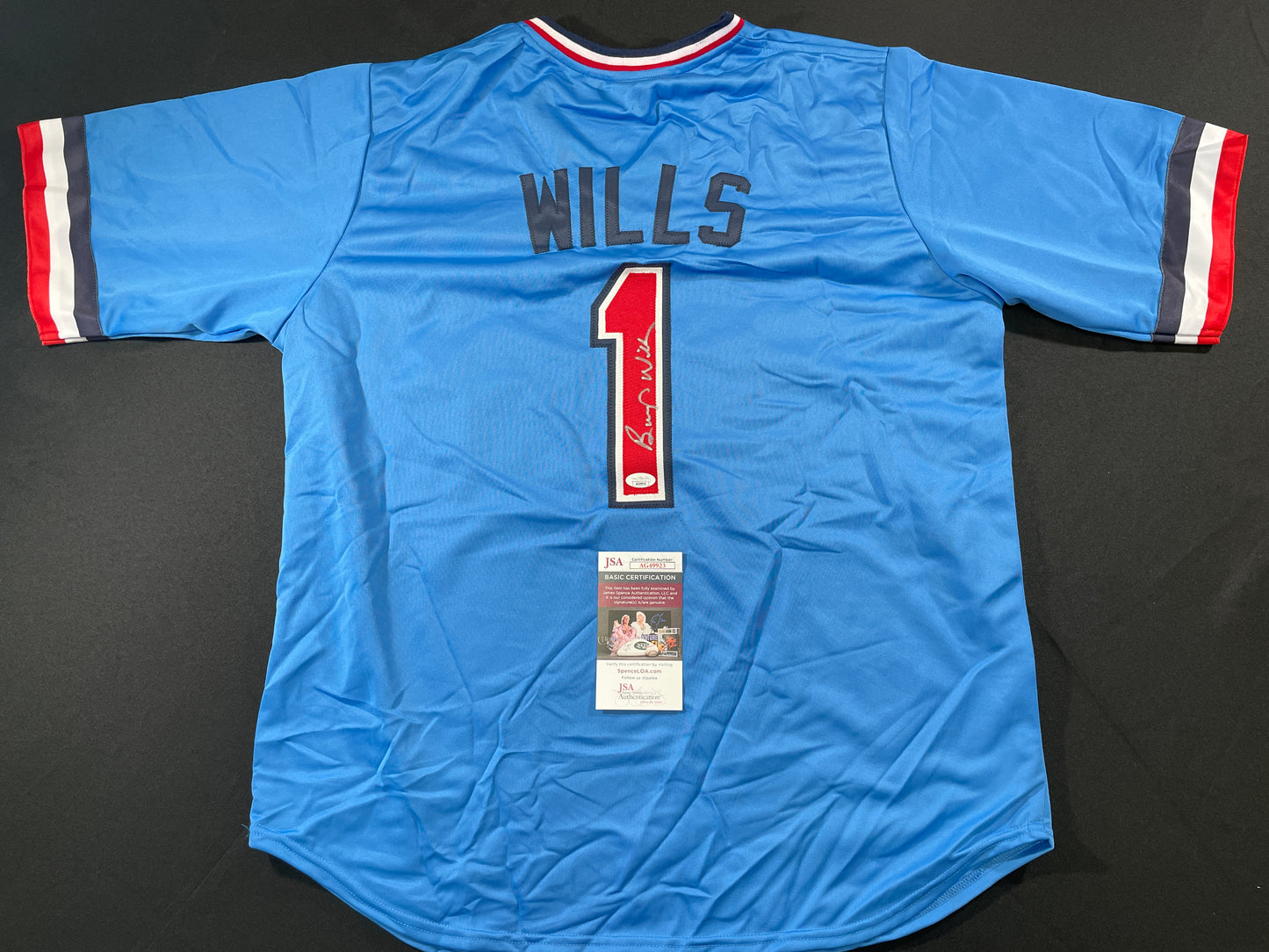 BUMP WILLS TEXAS RANGERS SIGNED Sewn Jersey JSA COA
