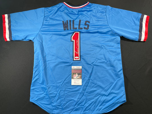 BUMP WILLS TEXAS RANGERS SIGNED Sewn Jersey JSA COA