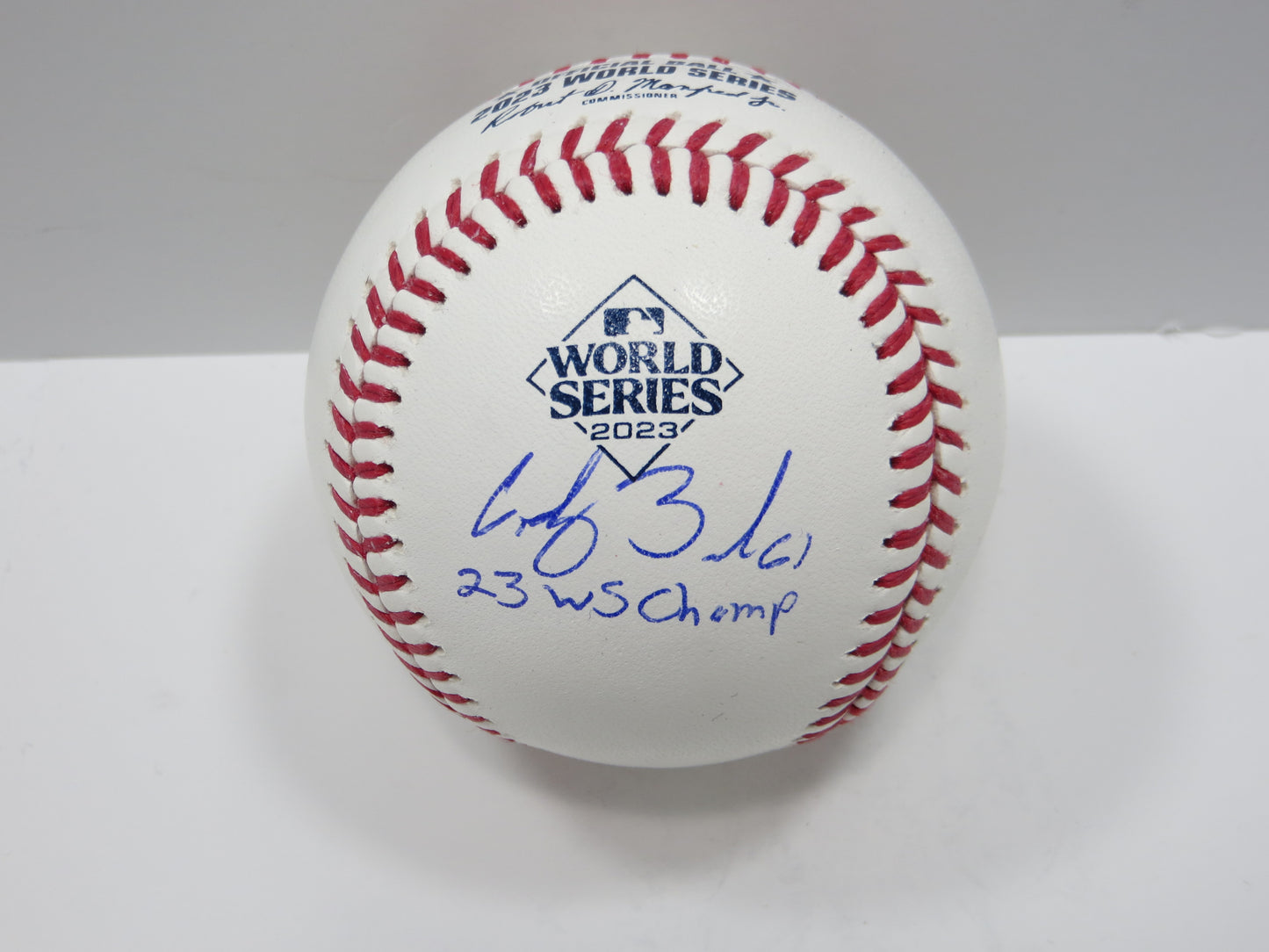 CODY BRADFORD TEXAS RANGERS RAWLINGS 2023 WORLD SERIES BASEBALL w/INSC BAS